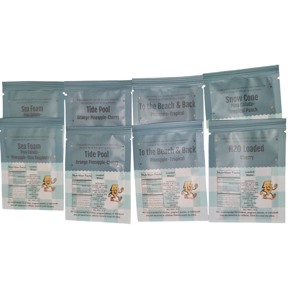 Get Loaded Waters Caffeinated Beverage Mix Packets Assorted Flavors 8 Pack 200mg